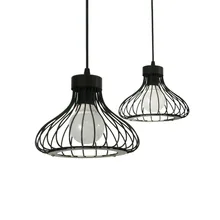 Luminária suspensa com estilo retrô, luminária de teto suspensa com gaiola preta para decoração industrial de loft, quarto, cozinha, restaurante, sala de estar, saguão