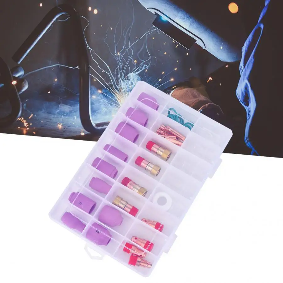 Welding Accessories 40Pcs TIG Welding Torch Accessories Heat Resistant Glass Cup Collets Alumina Nozzle Fittings Flamethrower