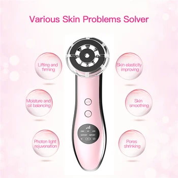

6-in-1 Function Skin Care Tool Sonic Vibration Wrinkle Remover Facial Massager Deep Cleansing Hot Cool Treatment High Quality