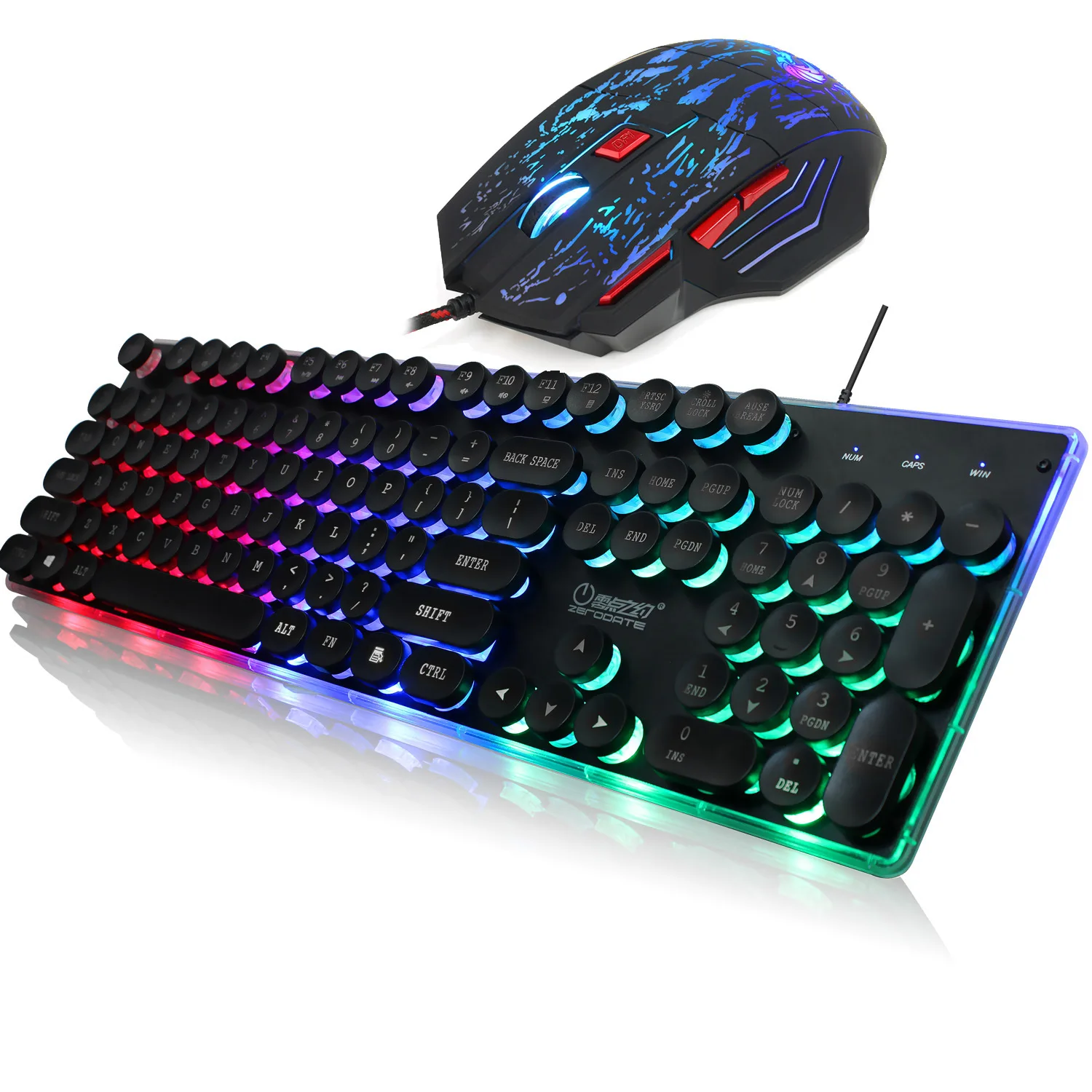 

J40 Rainbow Backlight Game Keyboard Set Colorful Shining Gaming Mouse Wired Keyboard Currently Available a Key on Behalf