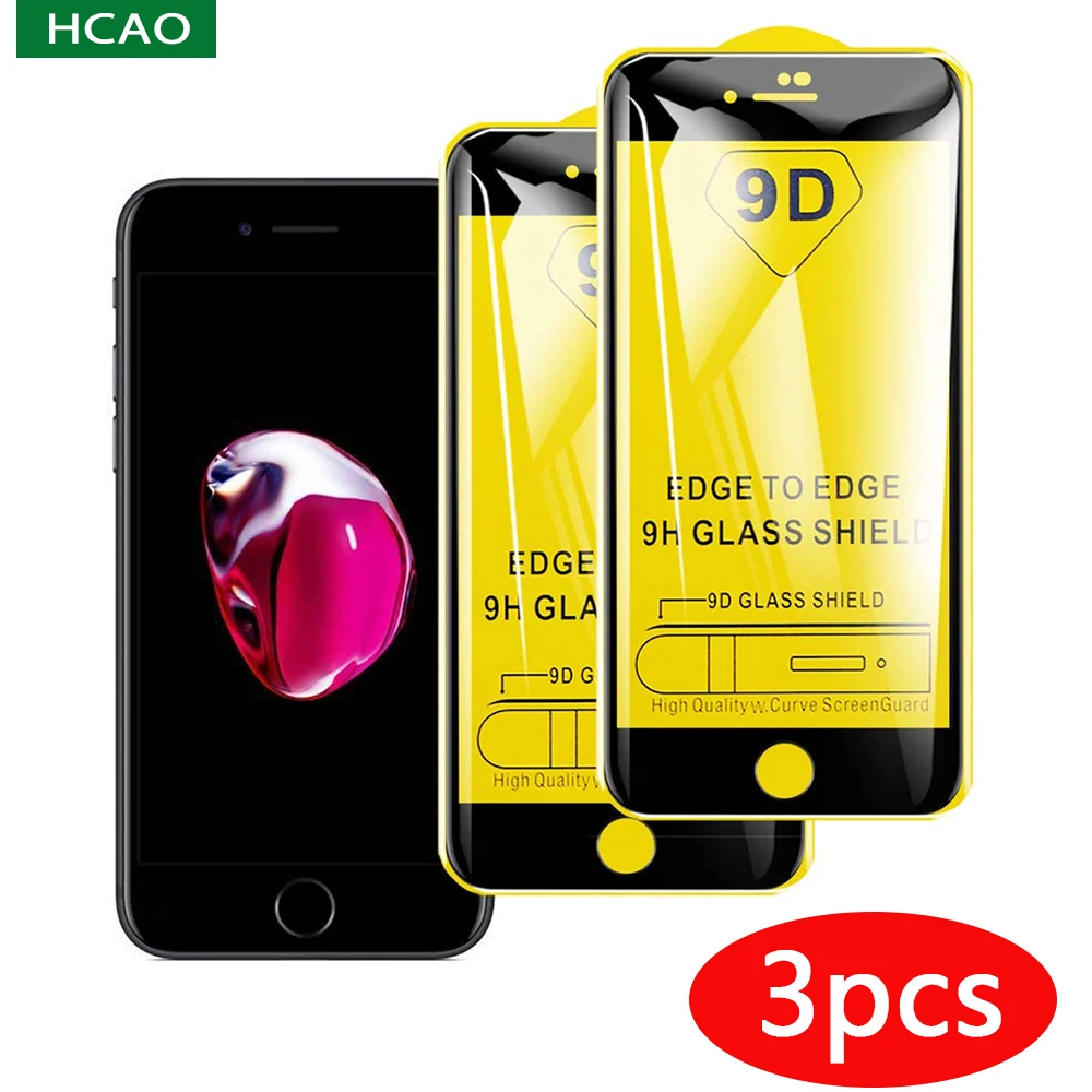 HCAO 9D закаленное стекло для iPhone SE 2020 защита экрана 3 шт полное покрытие 6 6s 7 8