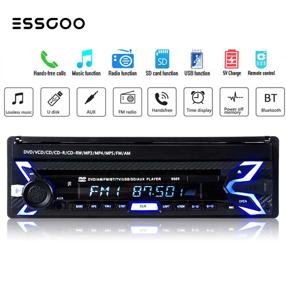 

Essgoo 7inch Car Player Retractable Touch Screen 1din Wince System Auto Car Radio MP5 MP3 High 800*480 Bluetooth DVD CD FM