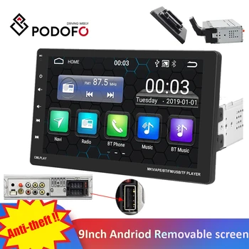 

Podofo автомагнитола Manual Rotation 9" Android 9.0 Car multimedia Player 2din Radio 1Din DVD For Toyota Kia Nissan LAda VW foed