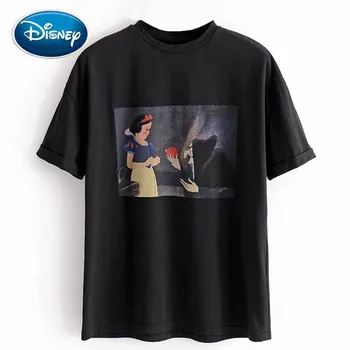 

Disney Fashion Snow White The Evil Queen Witch Poison Apple Cartoon Print Women T-Shirt O-Neck Pullover Short Sleeve Tee Tops