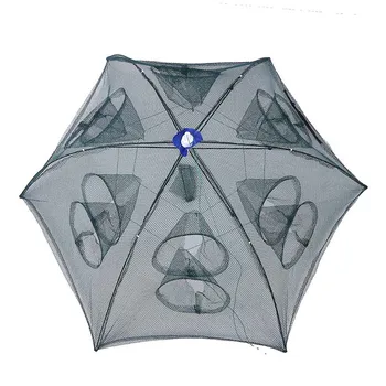 

Trap Net Fishing Camaron Cage Portable Umbrella Style Foldable with 12 Holes Green