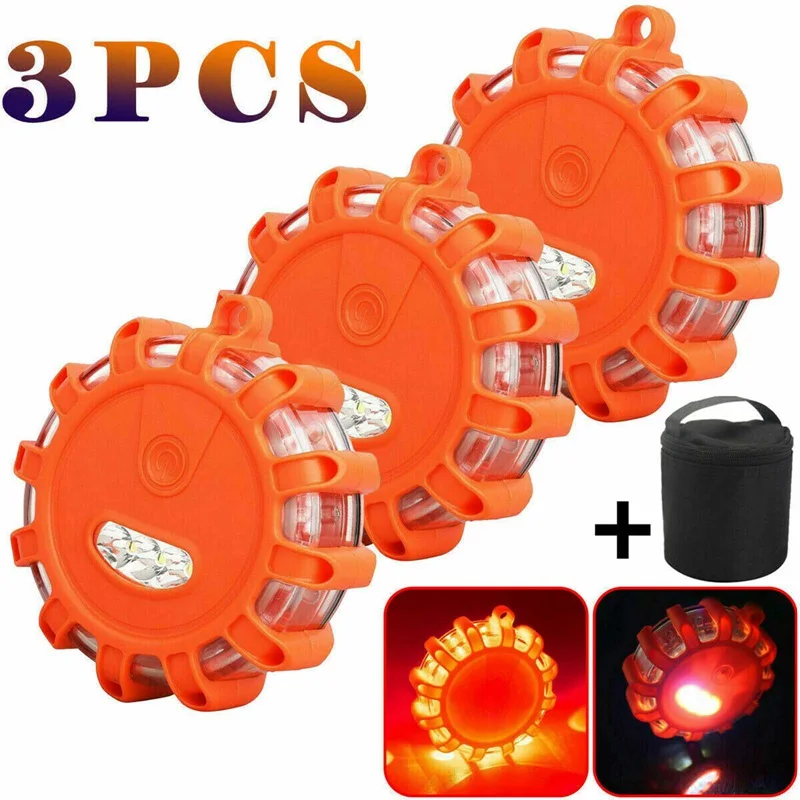 

New LED Road Flares Emergency Disc Safety Light Flashing Roadside Beacon Warning Strong Magnetic Safety Barrier Light Rotating