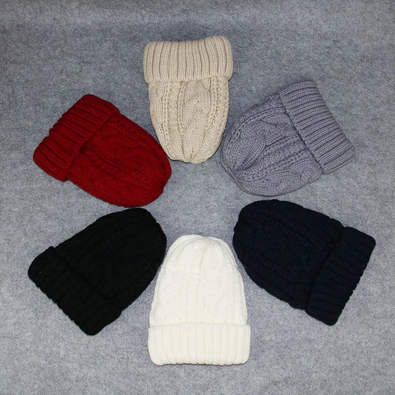 

Hat Unisex Cotton Blends Solid Color Warm Soft Hip Hop Knitted Hats Men Winter thick Caps Women's Beanies For Girl Wholesale