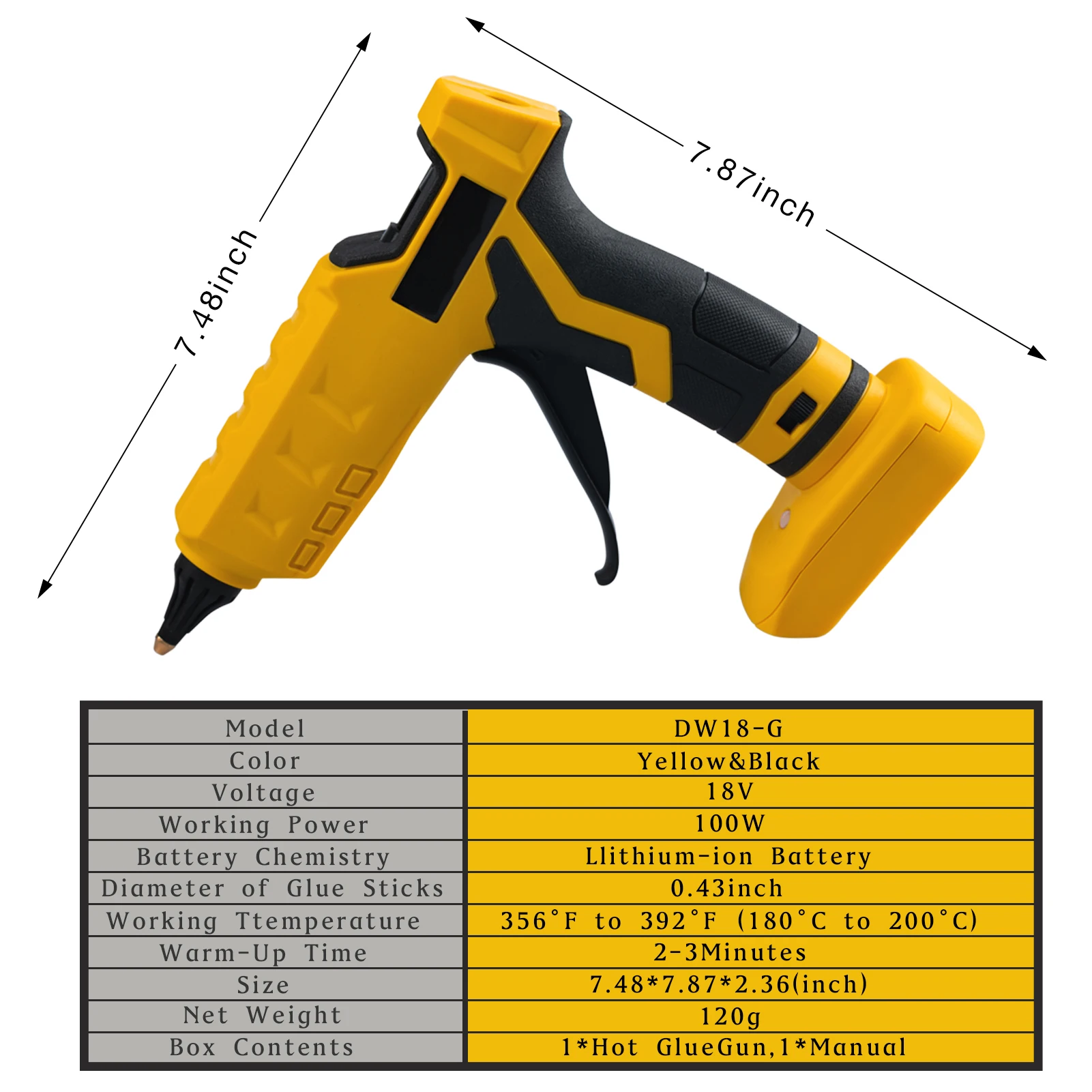 Cordless Hot Glue Gun Compatible with Dewalt 18V 20V MAX Battery 11mm Glue Sticks Electric Repair Tool Hands DIY Tools(tool only 3
