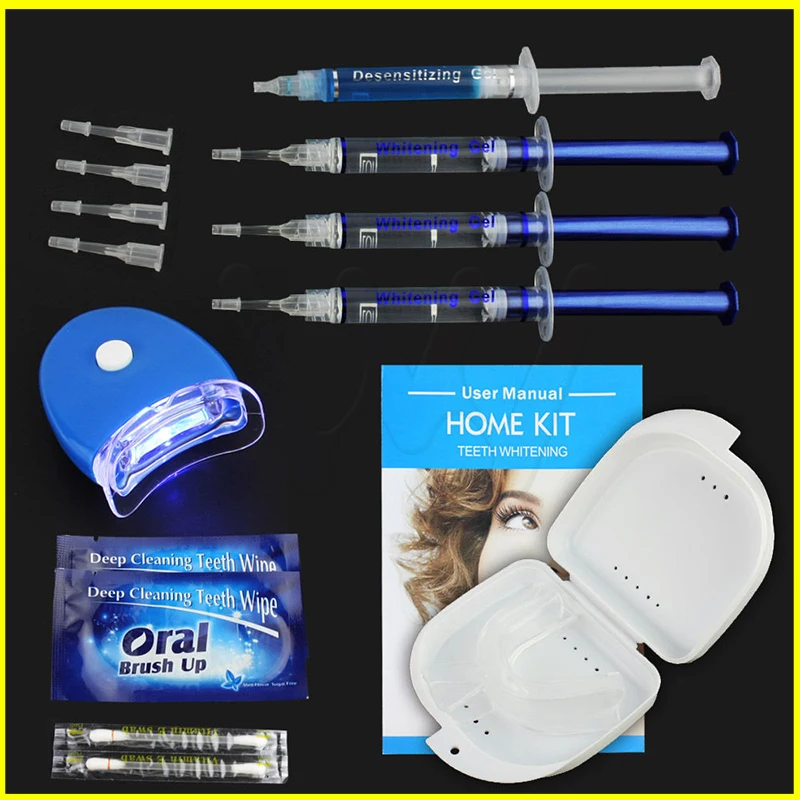 Professional Teeth Whitening Kit 4 Gel 2 Strips 1 LED White Tooth Bleach Blanchiment Dent Tanden Bleken Blanqueador Dental Care (6)