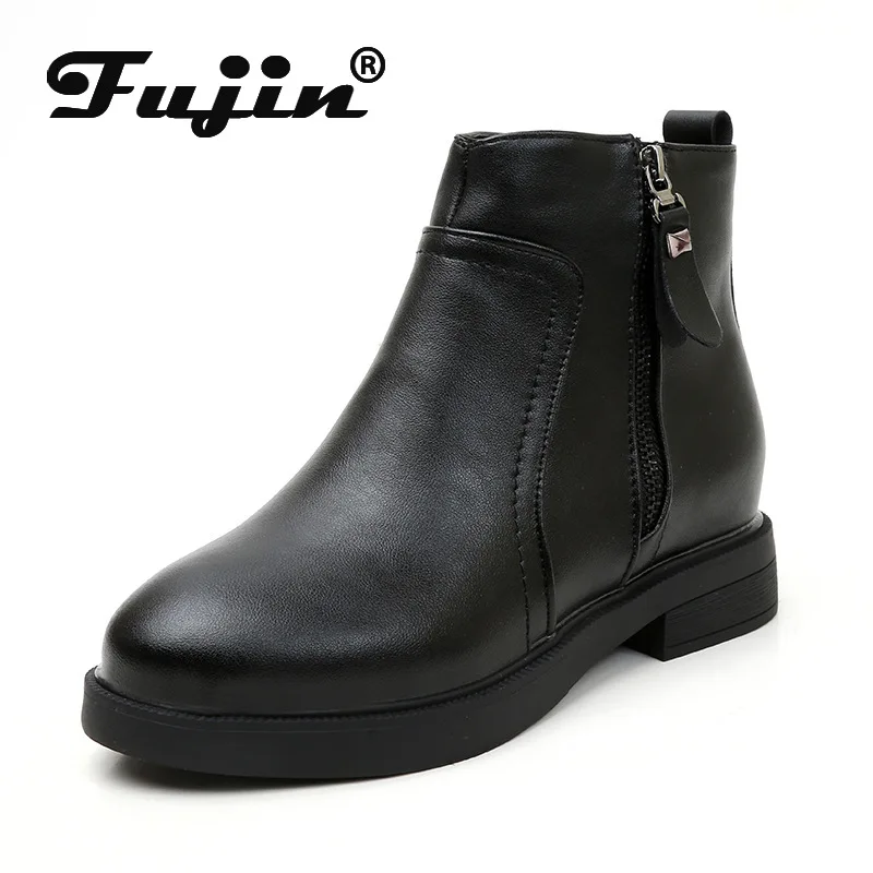 

Fujin Women Boots Ankle Platform Boots Plush Fur Warm 2019 New Autumn Shoes Winter Booties Quality Women Winter Shoes Platform