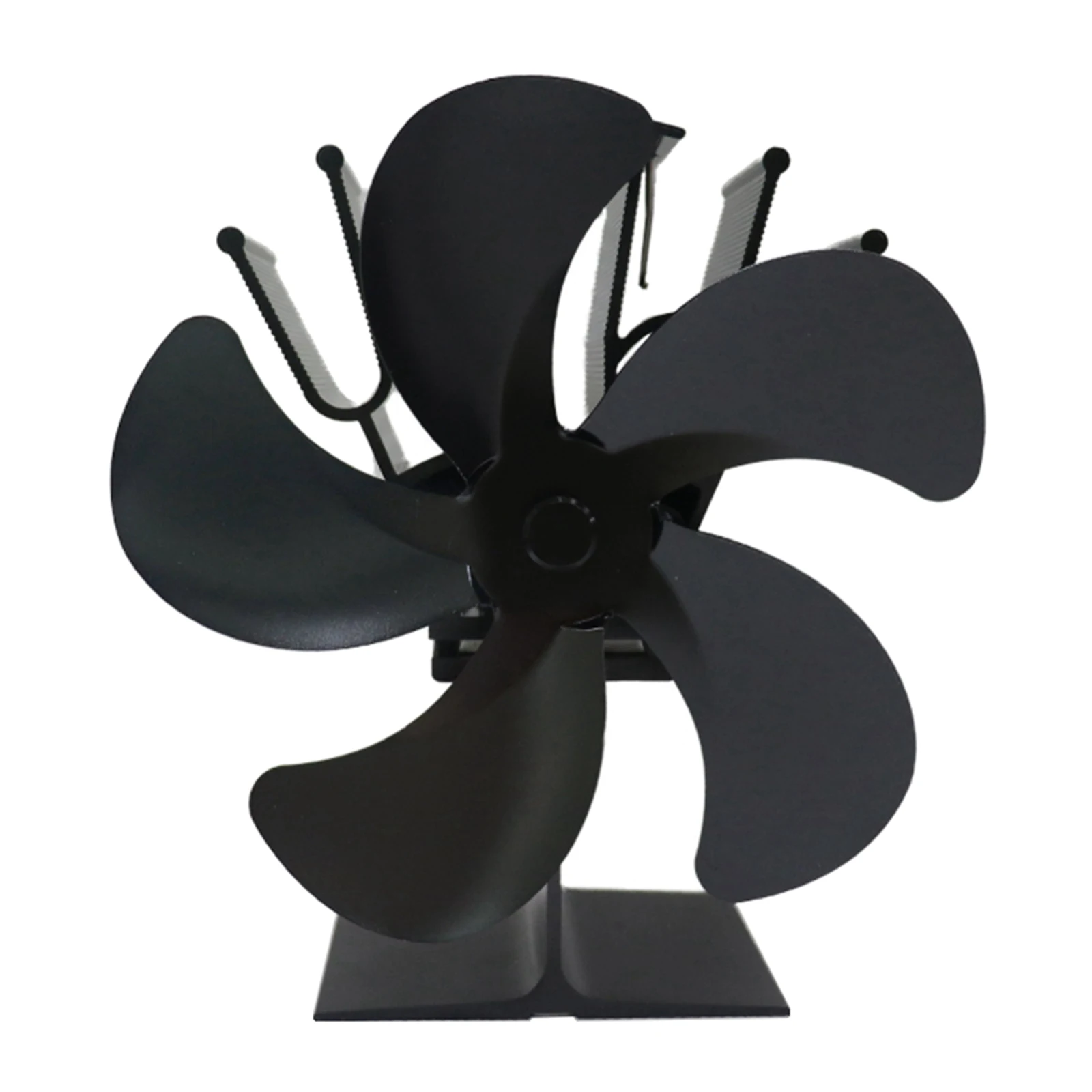 Black Fireplace 5 Blade Heat Powered Stove Fan Log Wood Burner Eco Friendly Quiet Fan Home Efficient Heat Distribution