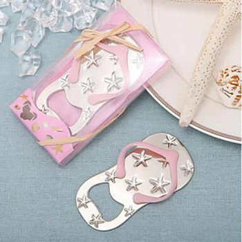 

50PCS/LOT partij Unieke Metalen Flip Flop Bier flesopener Slipper Wine Opener voor Bruiloft Gunsten (Pink Color)