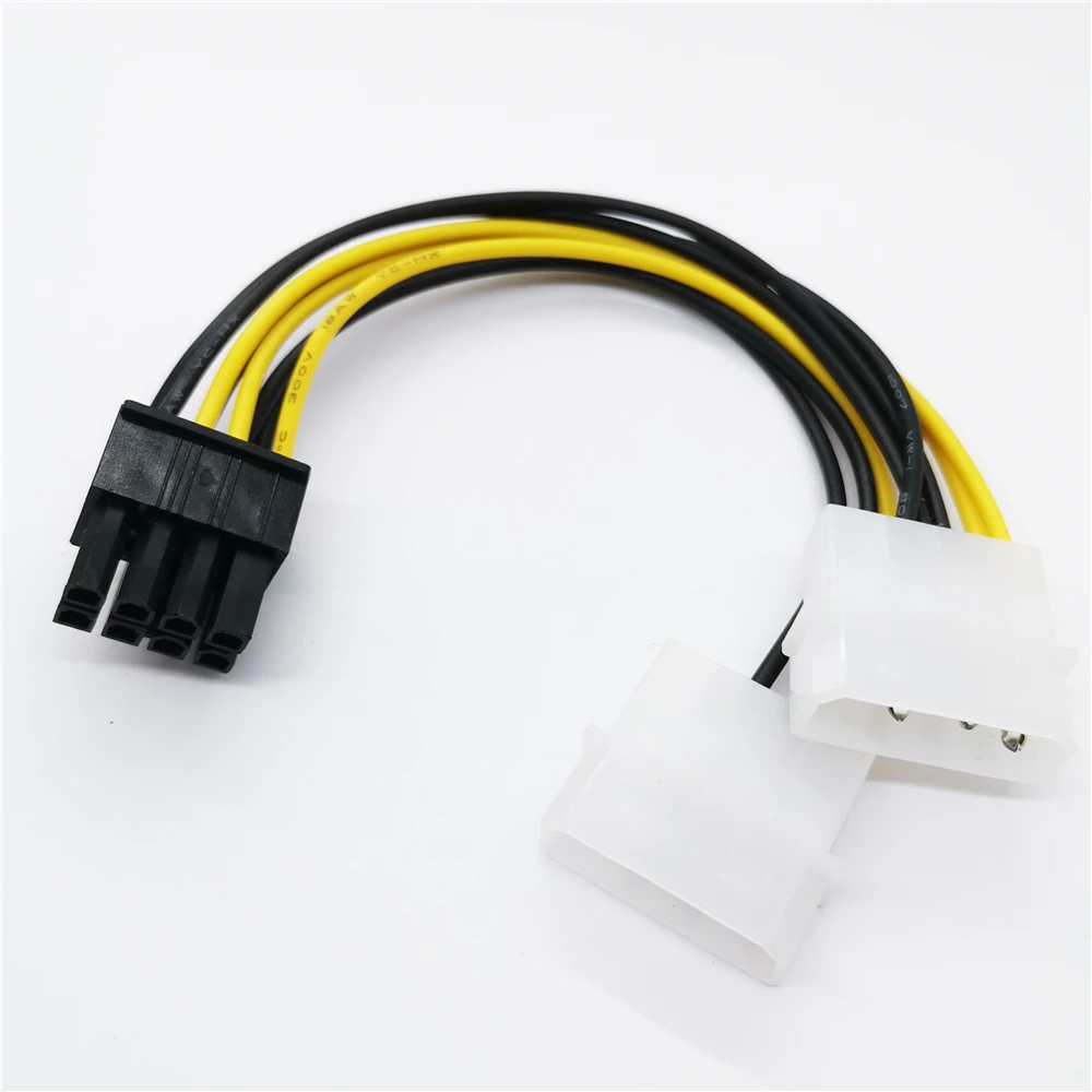 Новый Популярный 6-дюймовый 2 x Molex 4-контактный на 8-контактный PCI Express Видеокарта