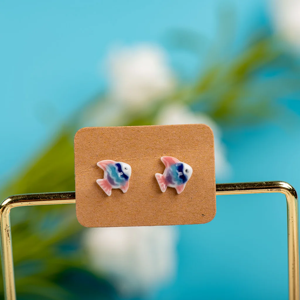 Porcelain Multicolor Ceramic Earrings Anti-allergic Cartoon cute little animal jewelry #LY531 Набор бижутерия для женщин