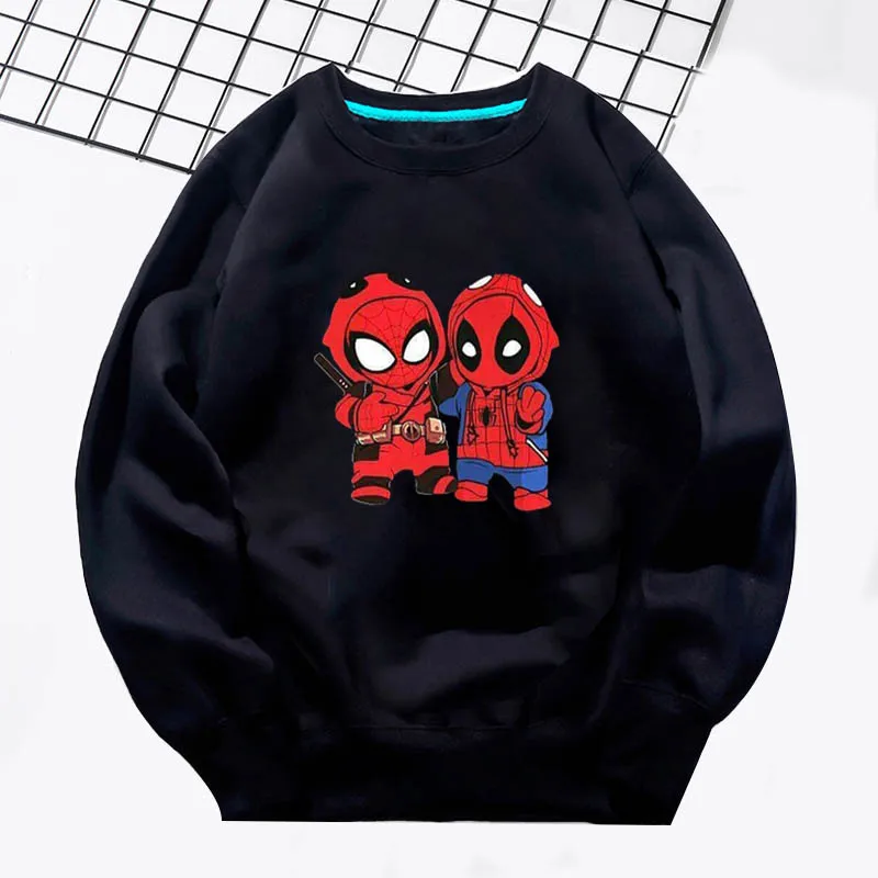 Deadpool/Забавный детский модный пуловер; Детский свитер; Kawaii; толстовки с капюшоном для маленьких мальчиков; Spider-man с принтом друзей; Милая Одежда для девочек