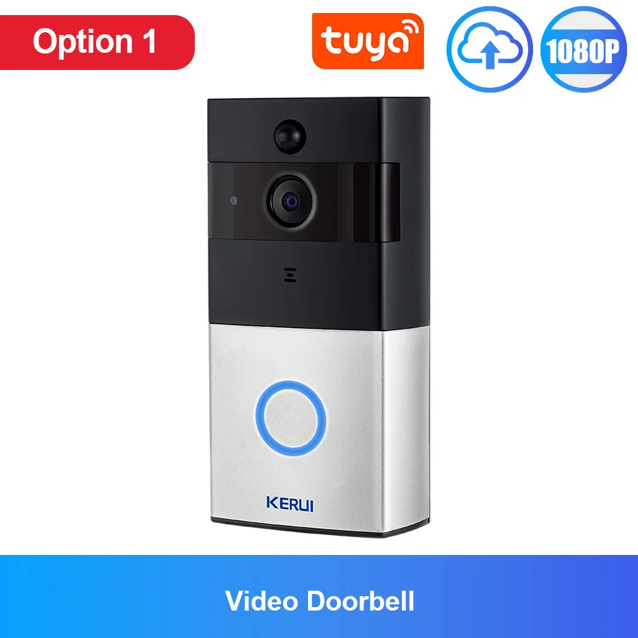 audio video intercom system KERUI Tuya 1080P Smart  Life  Tuya App Wifi Intercom Video Doorbell Wireless Security Cam  Two Way Audio Night Vision  Door Bell doorphone Door Intercom Systems