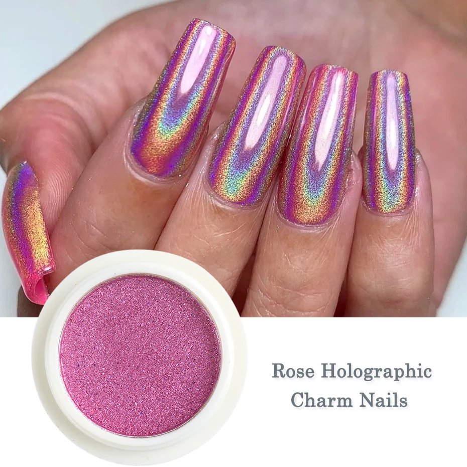 Designer Nail Art Glitter - Holographic Gold LV