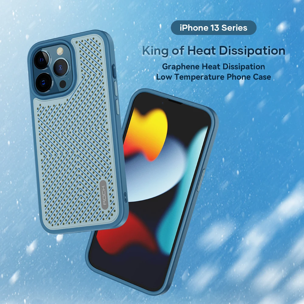 Graphene Heat Dissipation Case For iPhone 13 Pro Max,ROCK Cover Shockproof Breathable Cooling Hard PC Back Cover For iPhone 13 cover for iphone 13