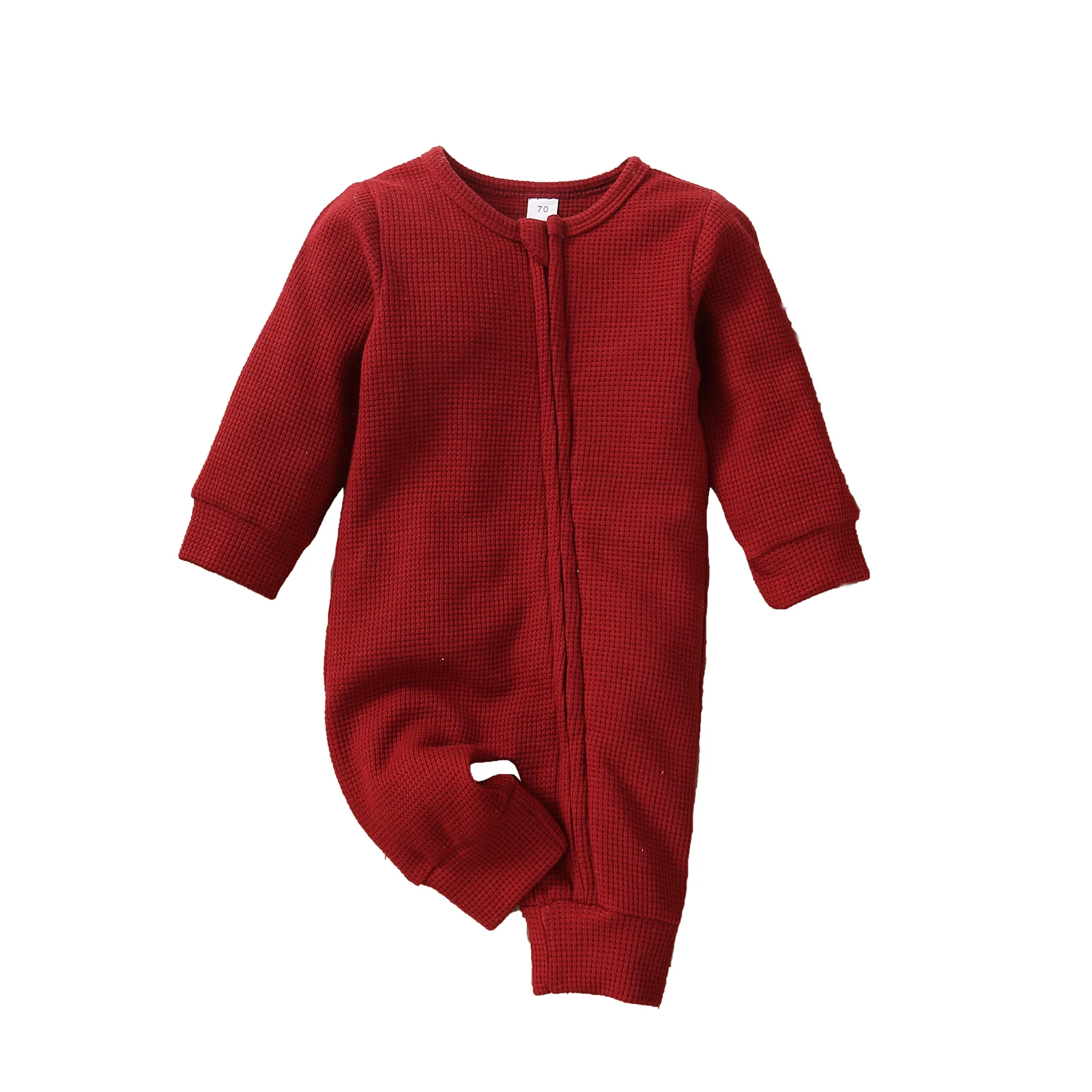 Newborns Baby Knitted Romper Long Sleeve Round Neck Solid Color Long