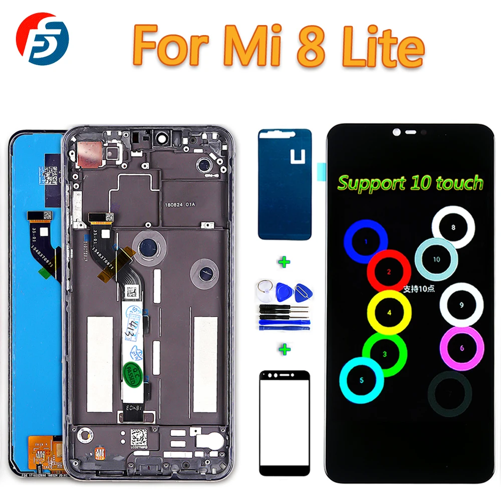 10 точечный сенсорный экран качества AAA для Xiaomi Mi 8 lite ЖК дисплей с дигитайзером в