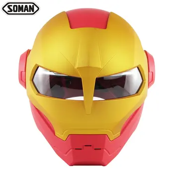 

Soman SM515 DOT Approved Full Face Motorcycle Helmet motor kask Retro casco capacete moto Ironman Robot Style Helmets