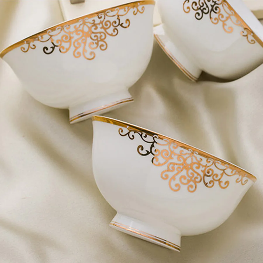 56 Heads Jingdezhen ceramics Dinner Dish Rice Salad Noodles Bowl home dish soup bowl taste dish rice bowl Pot Dinnerware Sets