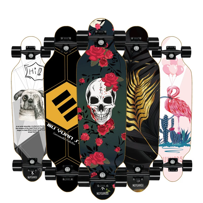 

Men Women Flat Skateboard High Quality Maple Fashion Style Printed Four-Wheel Skateboard Extreme Sports Skateboard