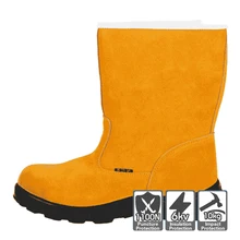 Мужские высокие трубки дышащие больших размеров прокол стали безопасная обувь коровья кожа высокая температура масло рабочие ботинки