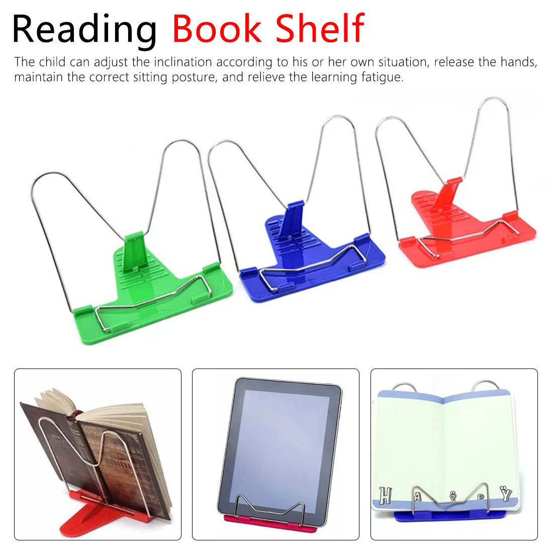 

1 Pcs Bookends Portable Foldable Adjustable Bookend Stand Reading Book Stand Document Holder Base Reading Book Holder