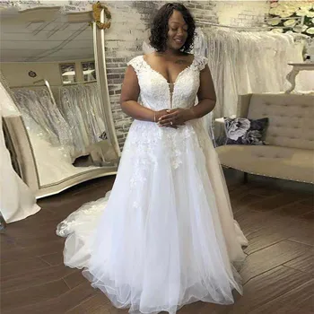 

Off Shoulder Lace Appliques Wedding Dresses Zipper Back Tulle Custom African Bridal Gowns Elegant Plus Size Beach
