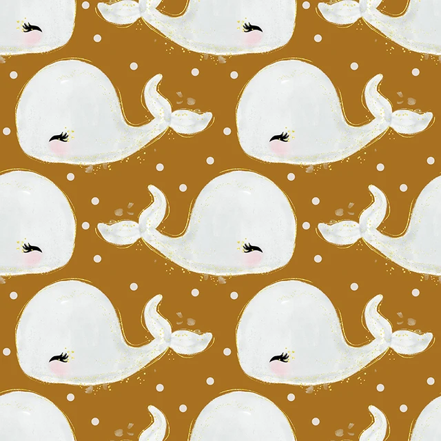 Polyester Satin Fabric for Dress Cute Whale Custom Printed Marine Animal Pattern Cloth Sewing DIY Handmade Patchwork S0261
