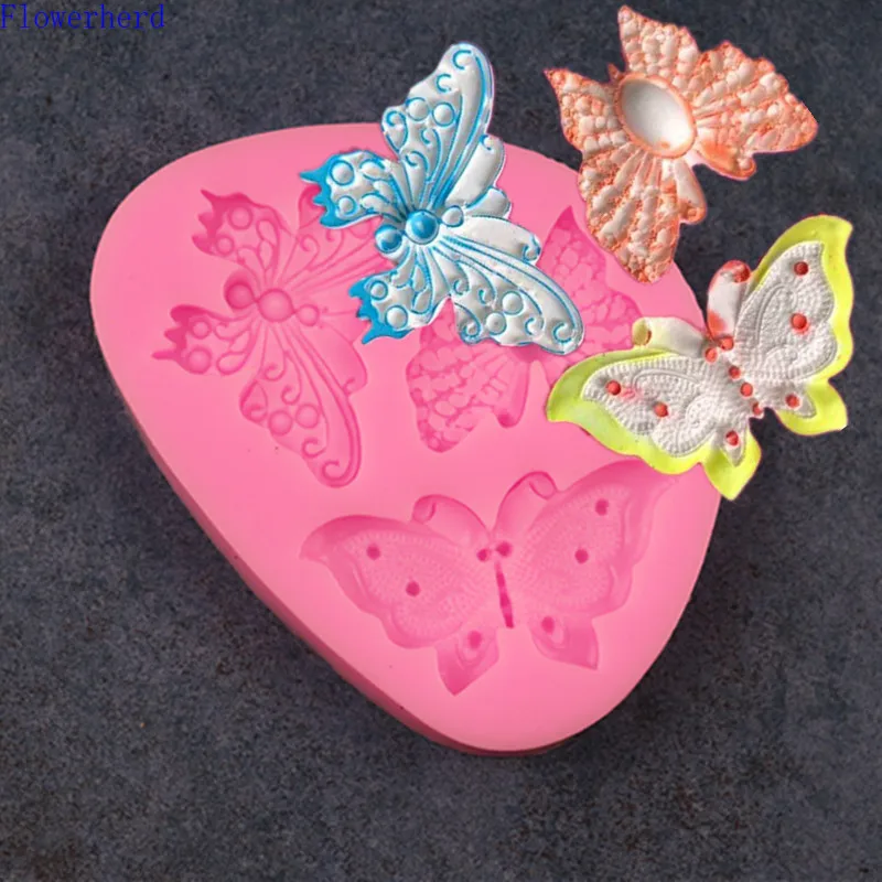 Новый Три уникальные украшения в форме бабочки Fondant (сахарная) силиконовая форма