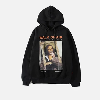 

Couples Funny Mona Lisa Smoking Print Hoodies Fleece Hip Hop Streetwear Pullover Sweatshirt 2020 Spring Autumn Hooded Casual Top