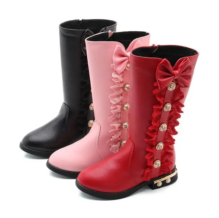 

Autumn Winter New Children Boots Girls PU Leather Boots Fashion Martin Boots High Children Princess Girls Shoes Size 27-36