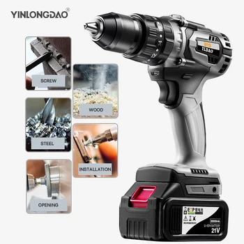 

21V Cordless Drill Impact Electrical Screwdriver Impact Wireless Tool Lithium-Ion Battery Electric Hand Tools