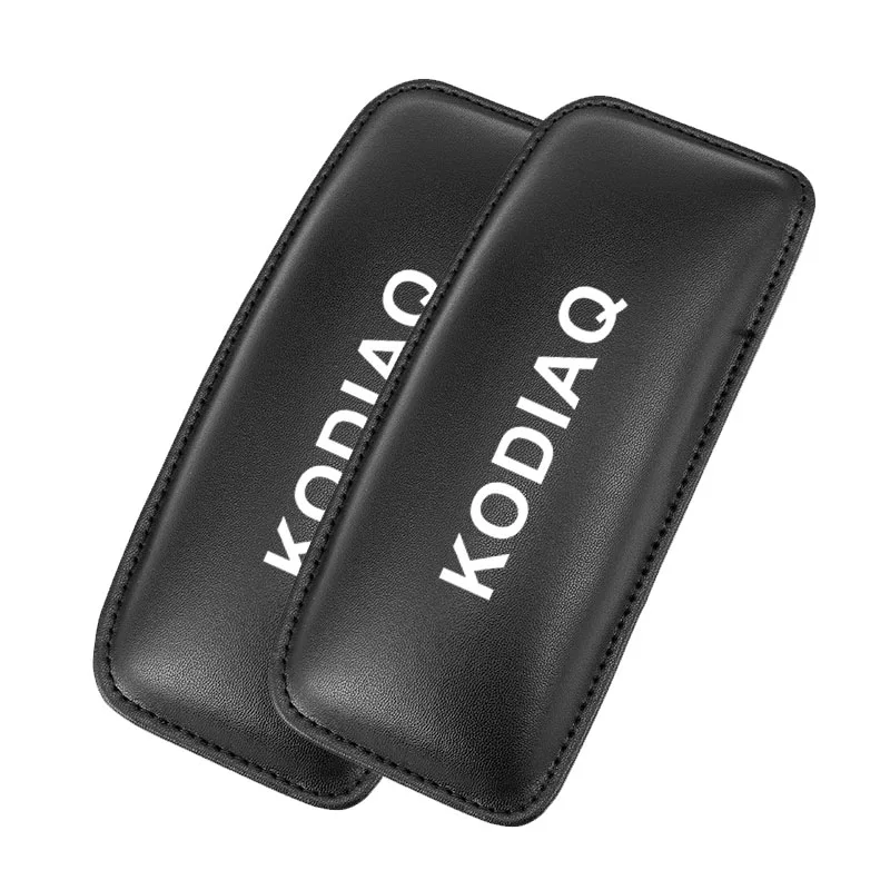 Кожаная подушка для ног, автомобильные наколенники для Skoda Kodiaq, подушка для сиденья автомобиля, подушка для поддержки ног - Название цвета: BLACK white 2pcs