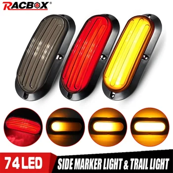 

2x Trailer Truck Daytime Running Light 74LED DRL Flowing turn signal lamp with Strobe Warning Light SUV RV Caravan 12V 24V 2PCS