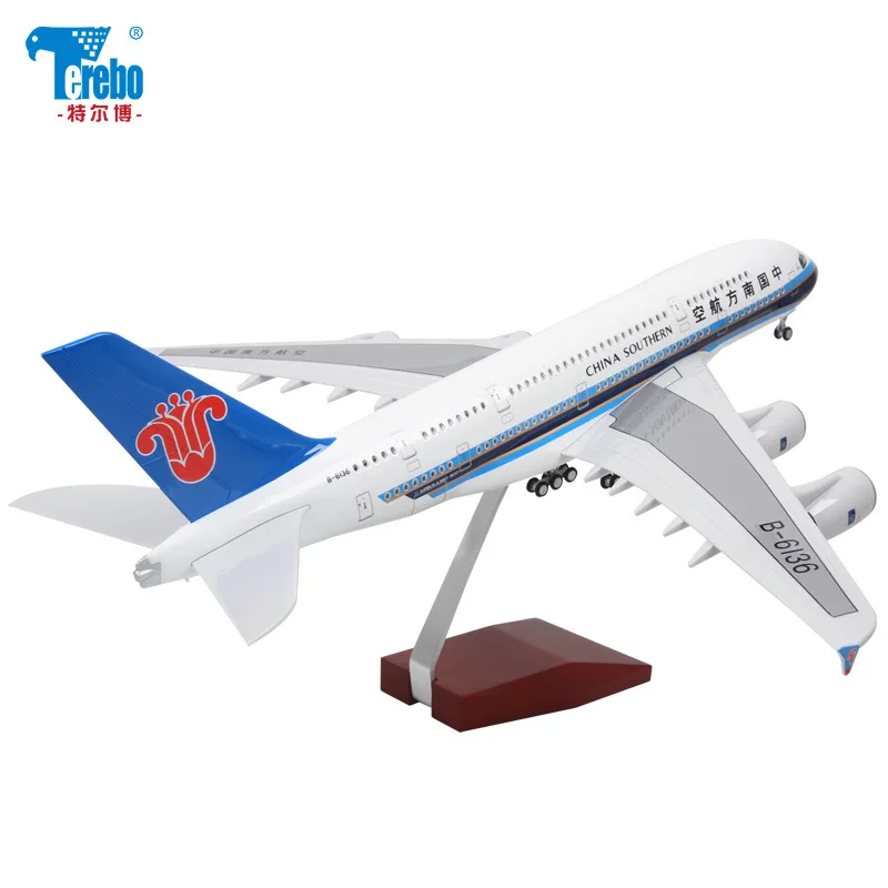 Terebo Голосовая активация A380 самолет статическая модель авиационный пассажирский самолет моделирование Airbus прототип коллекция подарок