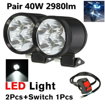 

Light Motorcycle Headlight Headlight Lamp White+Switch Motorcycle Driving