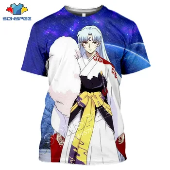 

SONSPEE 3d Print Comic Anime Inuyasha Sesshoumaru t shirts Summer Casual Men T-Shirt Unisex Streetwear Hip Hop Short Sleeve Tops