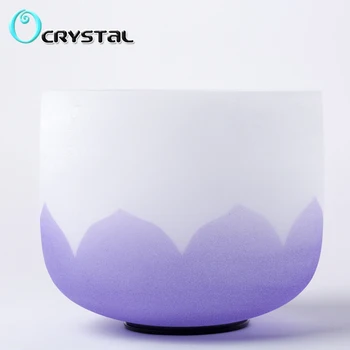 

8Inch B Note Crown Chakra Purple Lotus Frosted Quartz Crystal Singing Bowl for Meditation