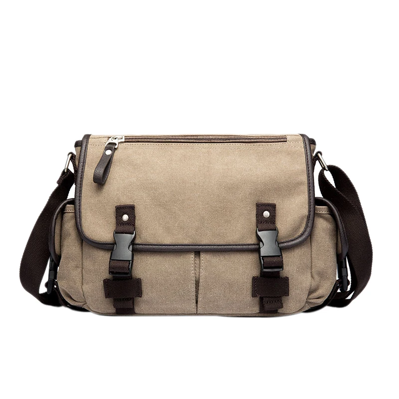 

Promotion--Canvas Leather Bag Shoulder Messenger Bag Men'S Casual Bag Notebook Briefcase Travel Handbag