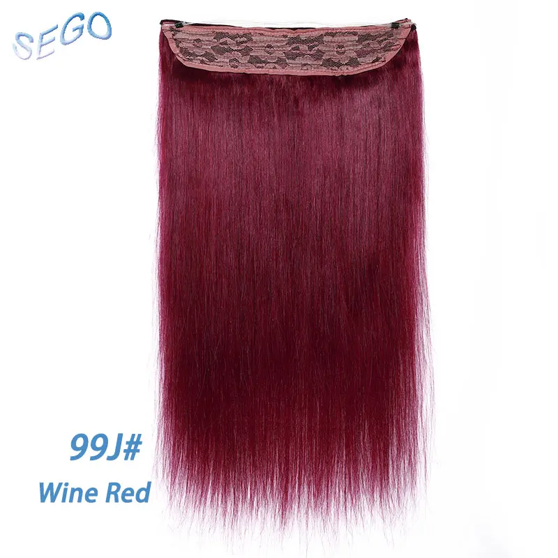 SEGO 1"-22" 90 г-120 г Прямые невидимая проволока волосы для наращивания потайная Рыбная линия шиньоны не Реми настоящие человеческие волосы без зажимов - Цвет: # 99J