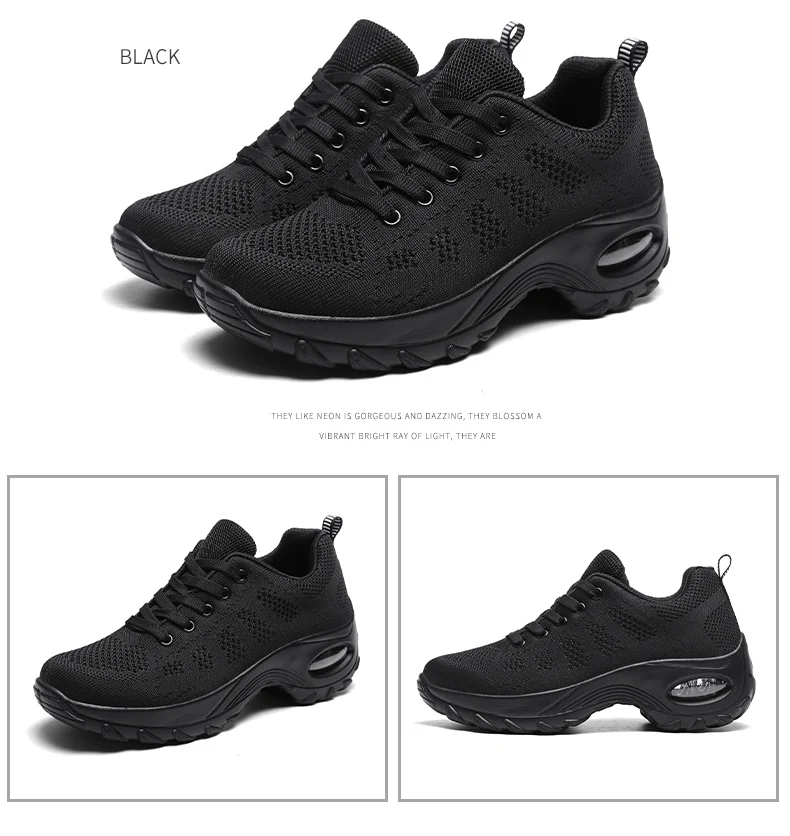 Walking Shoes 2021 New Women Breathable Casual Shoes Outdoor Light Weight Frenulum Casual Walking Platform Ladies Sneakers Black