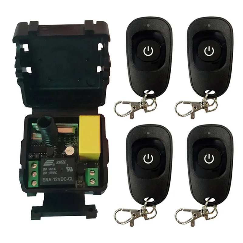 

AC 220V 1CH 1 CH Wireless RF Remote Control Light Switch 10A Relay Output Radio Receiver Module+one-button black Transmitter