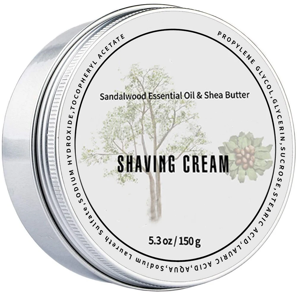 New 5.3OZ 150g Shaving Cream Body Cream for Men Women Wet Shave Latheing,Sensitive Skin,Sandalwood Shea Nut Essential Oil