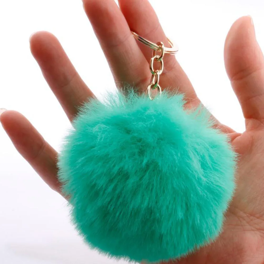 

18 Colors Cute Keychain 7cm pom pom Key Chain Key Holder For Girl Women llaveros para mujer Fashion Jewelry Gift