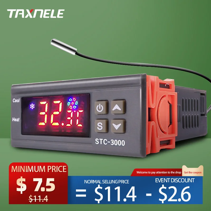 STC-1000 Digital Temperature Controller Thermoregulator Thermostat Switch Thermometer Heater Cooler 110V 220V 12V 24V