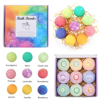 

9pcs Bath Salt balls Bombs Body Cleaner Multi-color Spa Essential Oils Bath Bomb Kit Moisturizing Dry Skin Aromatic Odor