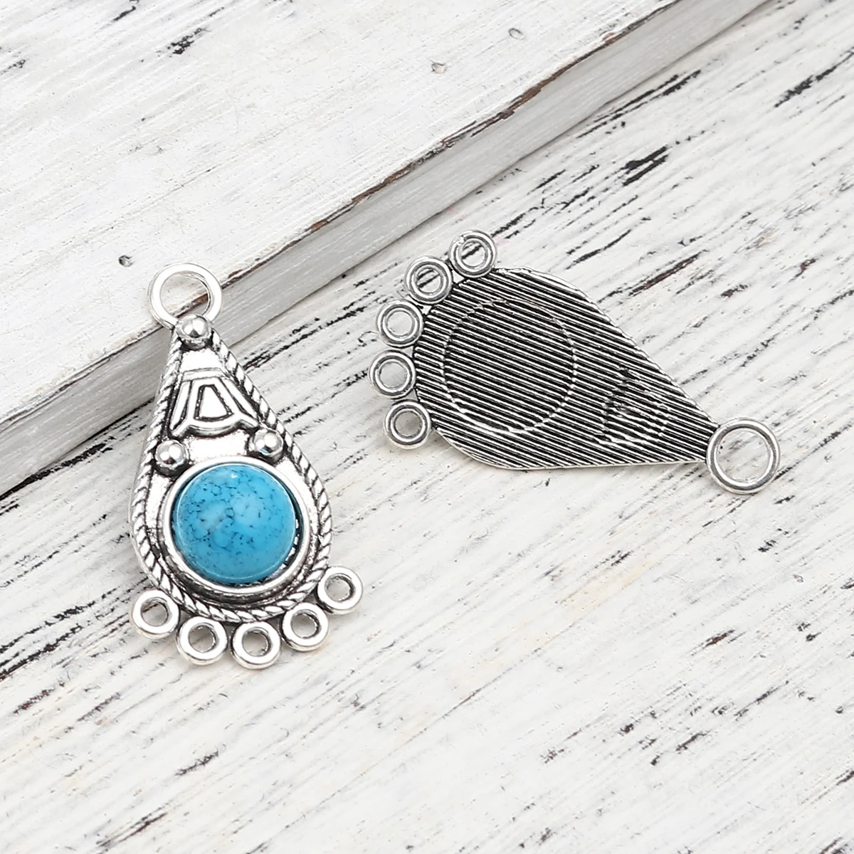 8 jahreszeiten Böhmischen Antique Silber Farbe Anschlüsse Unregelmäßigen Charms Blau Stein DIY Machen Ohrringe Metall Schmuck Erkenntnisse, 5-20PCs – Detail 28